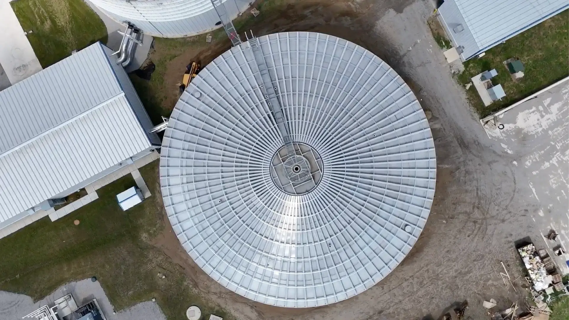 Aerial image of Greatario’s biogas digester tank cover systems Aerial image of Greatario's biogas digester tank cover systems